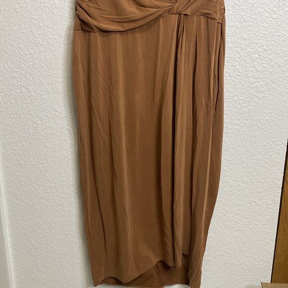 rag & bone Brown Midi wrap flattering crossover draped Dress - Picture 5 of 10